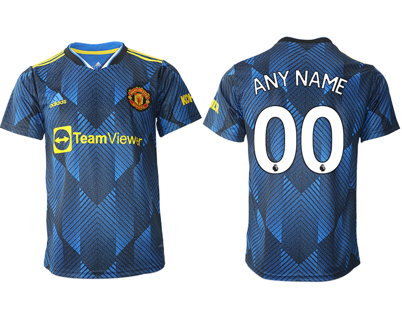 Men 2021-2022 Club Manchester United Second away aaa version blue customized Soccer Jersey